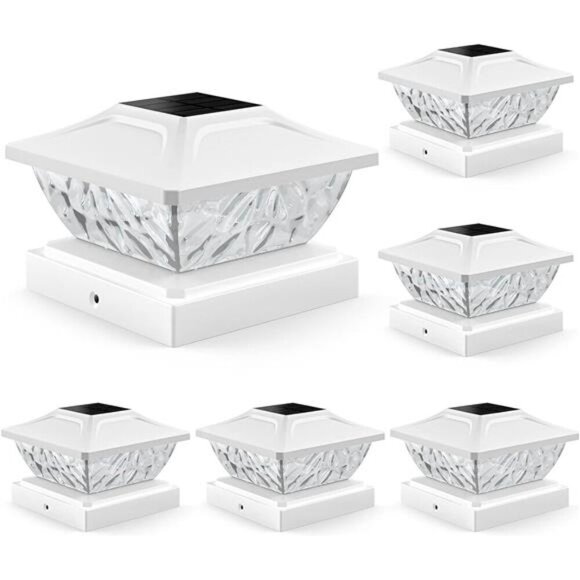 Solar Post Cap Lights 6 Pack, 2 Mode Bright Solar Post Lights Waterproof Fence - Picture 1 of 7